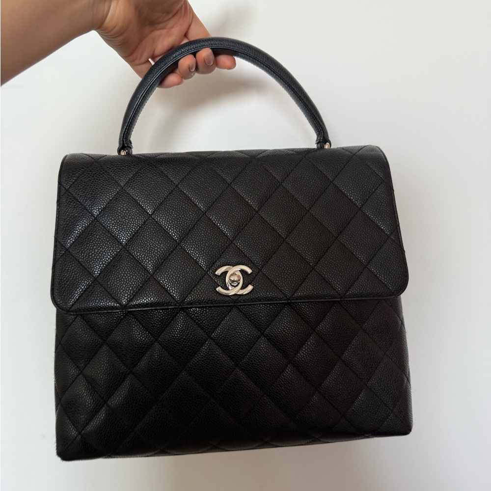 Chanel Black Silver CC Caviar Kelly Top Handle Bag - Picture 15 of 15